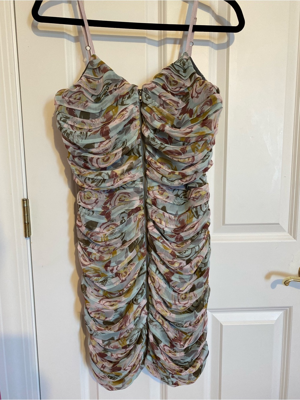 Boston Proper multicolor floral ruched sleeveless dress womens size 4